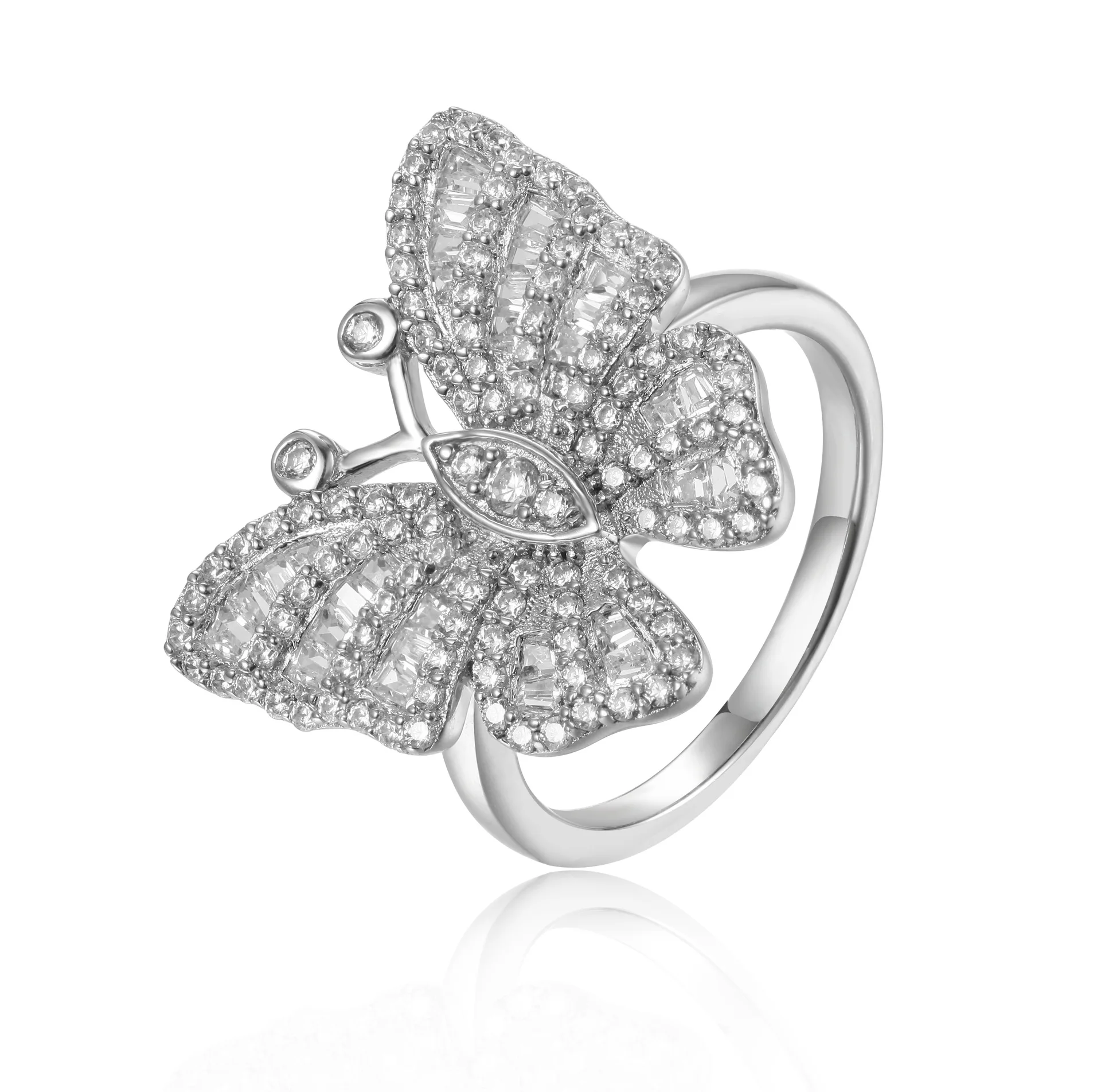 

Large Butterfly S925 Sterling Silver Inlaid Zircon Ring Exaggerated Women’s Ring