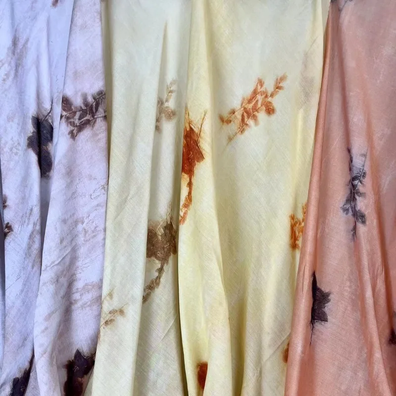 

Orange Yellow Coffee Apricot Orange Coffee Printed Lightweight Lyocell Chinese Style Spring Summer Plant Fiber Breathable Fabric