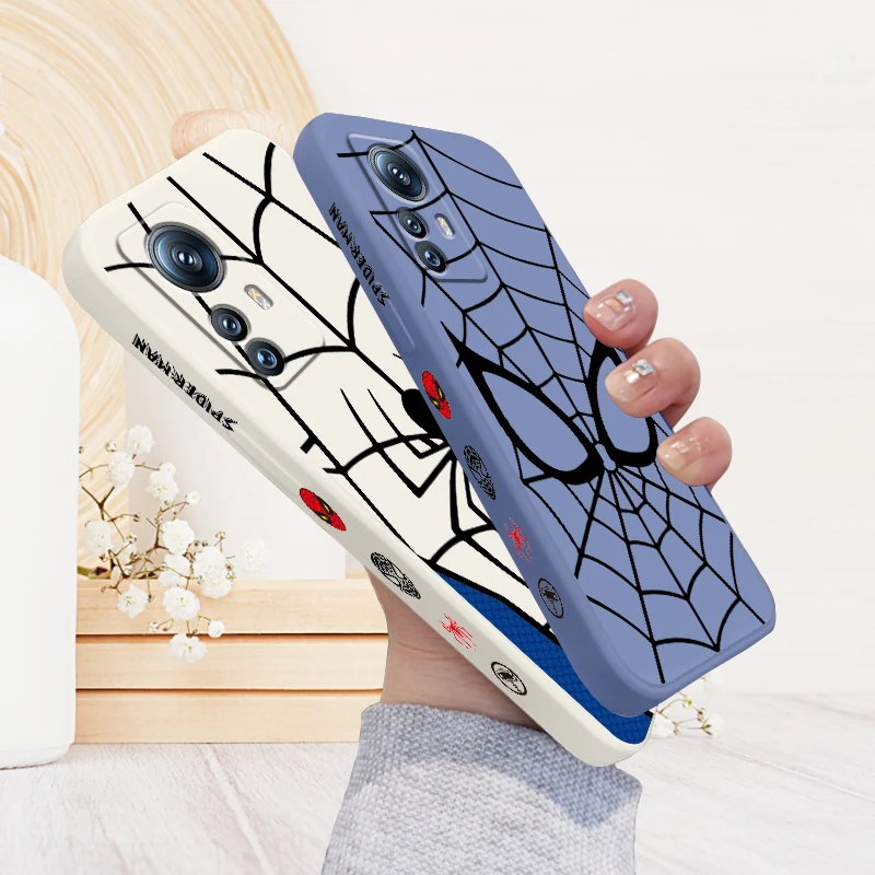 

Spider Man Marvel Fashion Liquid Left Rope For Xiaomi Mi 14 13T 13 12T 12 11T 11i 11 A3 10T 10 9 Pro Lite Ultra 5G Cover