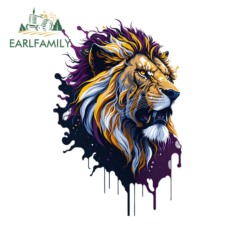 EARLFAMILY الأسد رئيس الكتابة على الجدران الكرتون سيارة ملصق مقاوم للماء الثلاجة المحمول دراجة نارية JDM ملصق مائي الإبداعية مقاومة للخدش سيارة التسمية