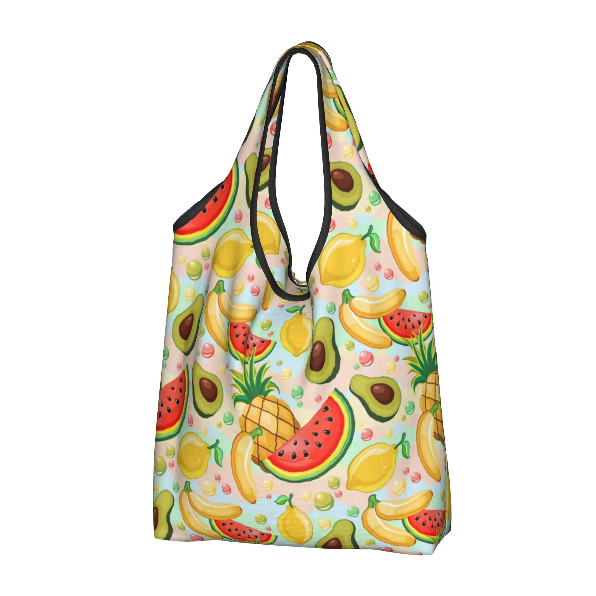 Avocado Pineapple Banana Watermelon Grocery Shopping Tote Bag Women Fashion Lemon Shoulder Shopper Bag Large Capacity Handbags