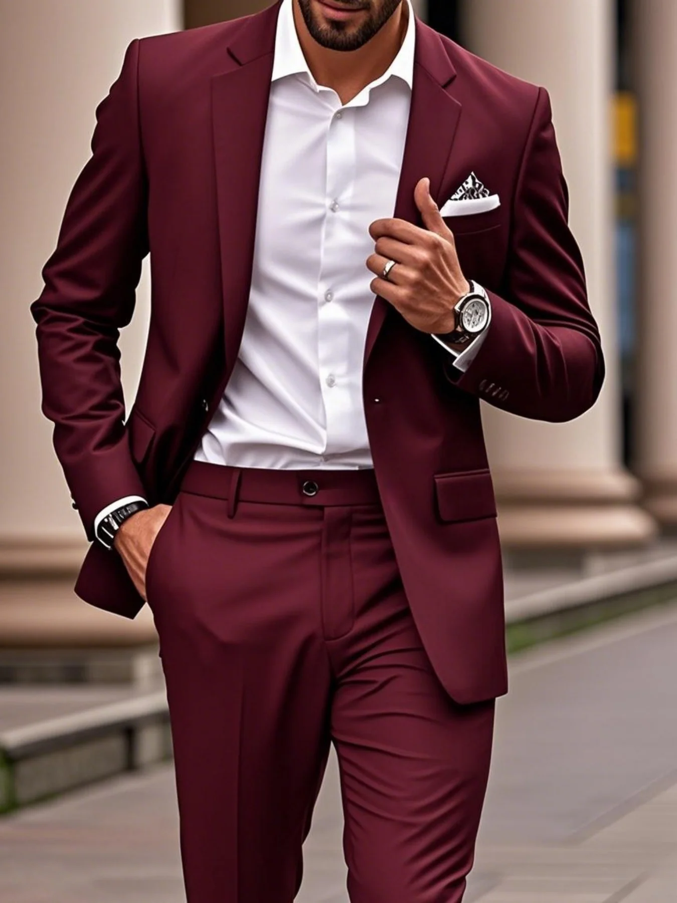 

2pcs Men's Wedding Essential Suit Set, Slim Jacket & Trousers, Perfect for Groom, Groomsmen, Party And Prom