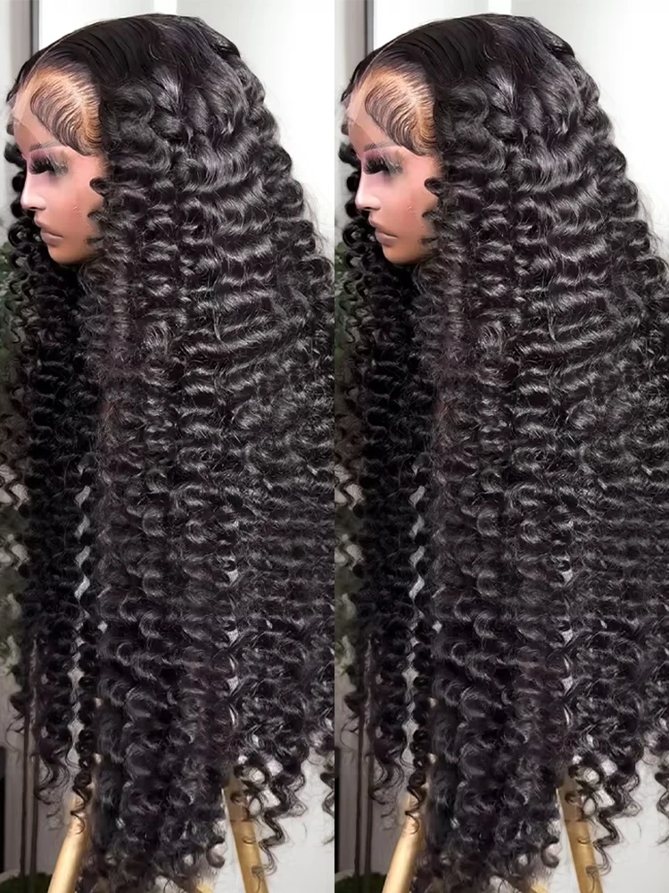 

300% Density Curly Wigs Human Hair 13x6 HD Water Deep Wave Lace Frontal Wigs 40 46 Inch 7x5 Glueless Human Hair Wigs For Women
