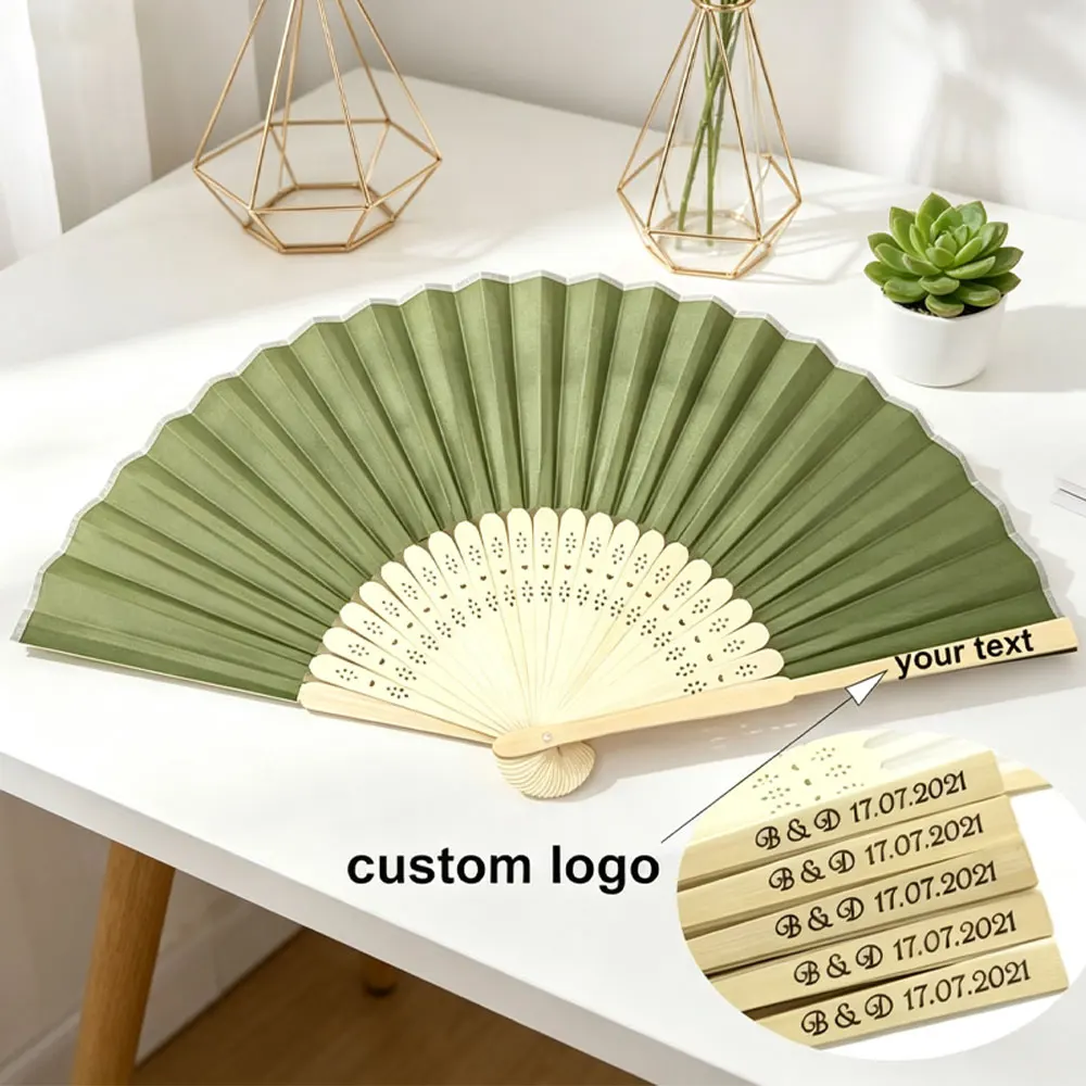 Customized 10Set/20Set/30Set/50Set Elegant Vintage Green Hand Fan Set, a Must-Have for Weddings, Bridesmaid Gifts, Festival Party Birthday Gift Fan Set. Customized with Personalized Engraving, Perfect for Wedding and Birthday Party Decorations, Bridal Gifts, Birthday Party Gifts The Perfect Choice for Valentine's Day, Christmas, Halloween, and Mother's Day.