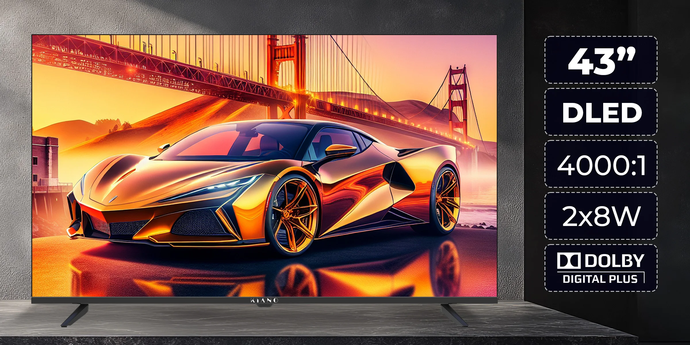 Kiano Elegance TV LED TV 43" 4K Smart Tv UHD Negro PVR WiFi