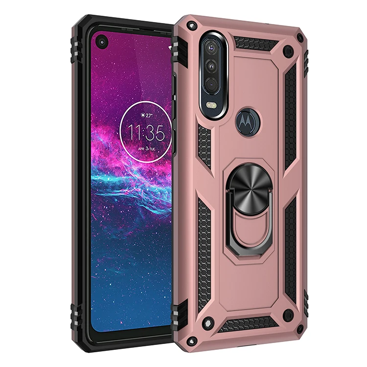 Armor Shockproof Case for Motorola Moto One Vision Rugged Military Drop Protective Magnet Car Holder Ring Case Cover