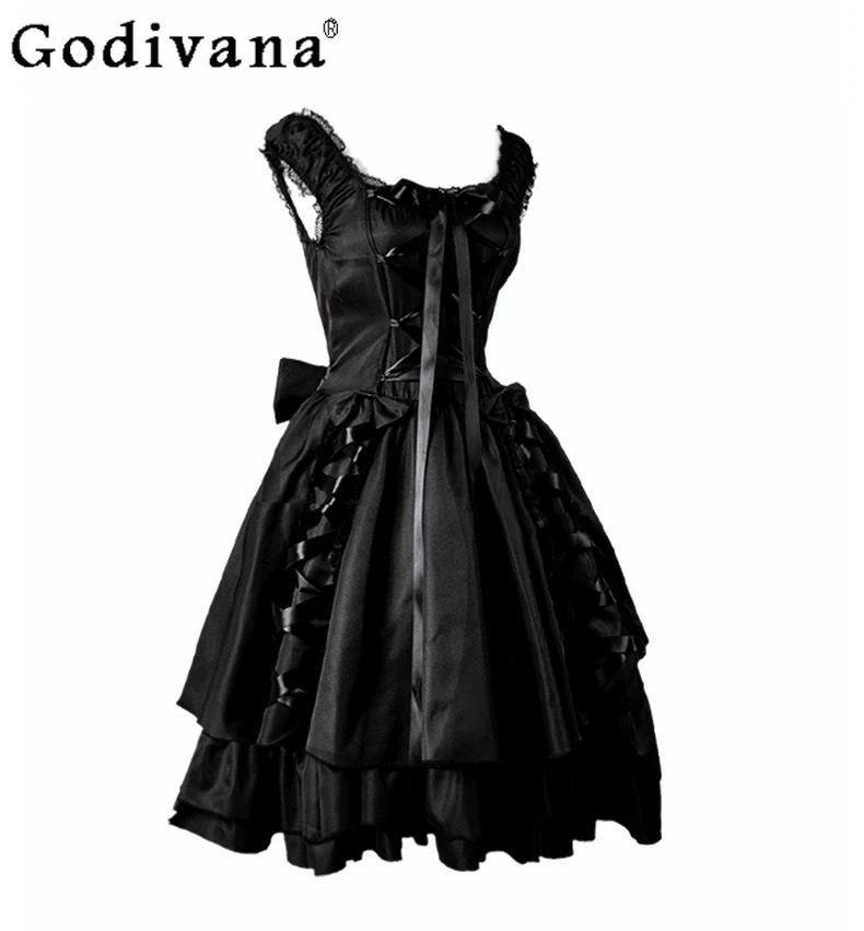Robe en dentelle Cosplay originale japonaise sous-culture Y2K, robe Lolita gothique noire classique pour femmes