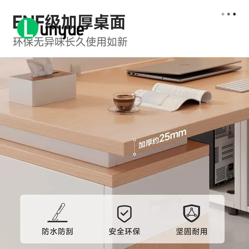 Modern Single Office Desk with Drawers Simple Staff Computer Workstation Financial Table for Home Office Space Saving Design