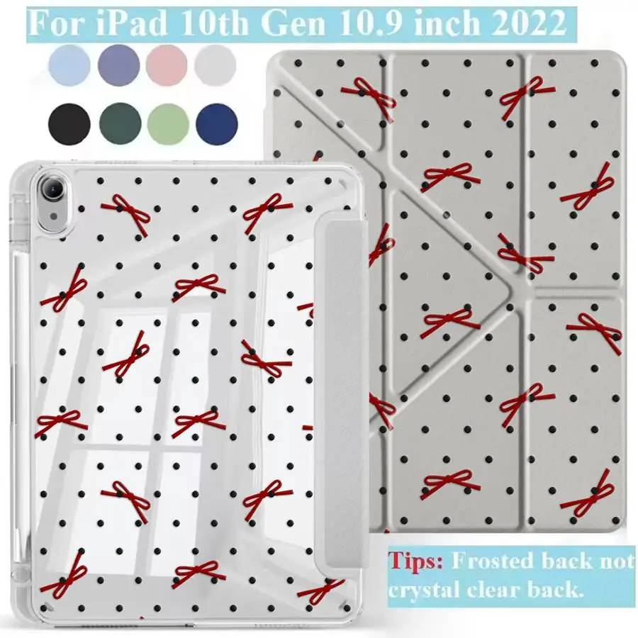 Red Bow Polka Dot Print Holder Cover Tablet Case For iPad Mini 6 7 Pro 11th 10th 9th 8th 7th 12.9inch Air 4 5 M3 M2 M4 11inch