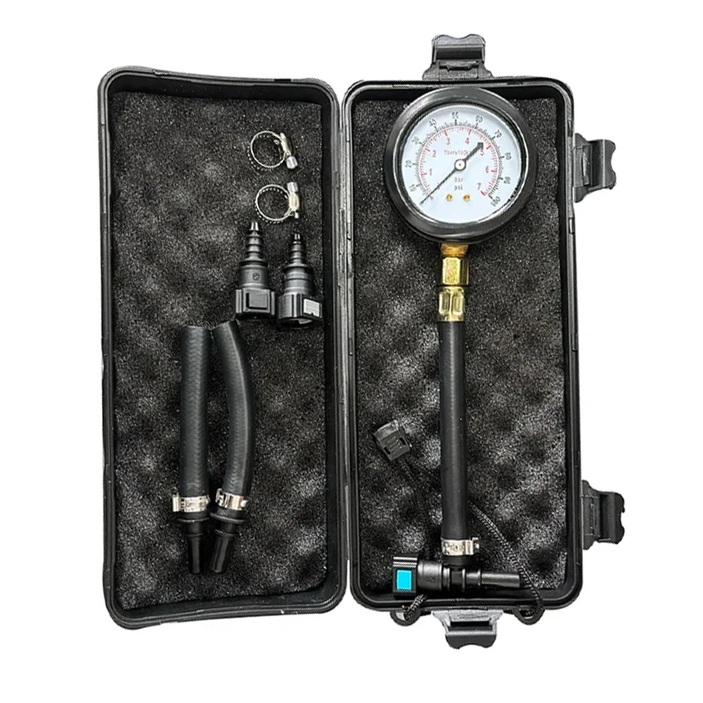 1 Pcs One box of  New Car Fuel Pressure Gauge Car Gasoline Injection Tester Meter With Connector Fast Connetion