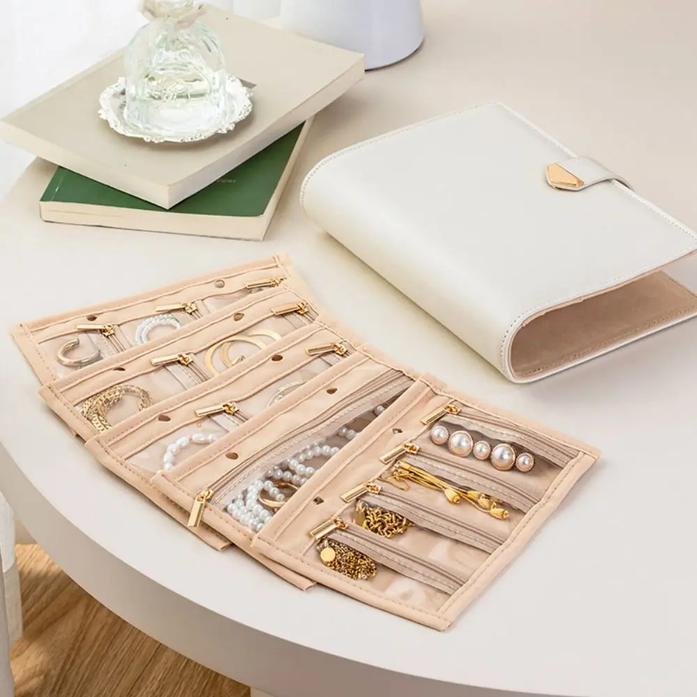 Earrings Necklace Velvet Jewelry Packing Bag Transparent Bracelet Rings Jewelry Display Holder Zipper Multi-pockets
