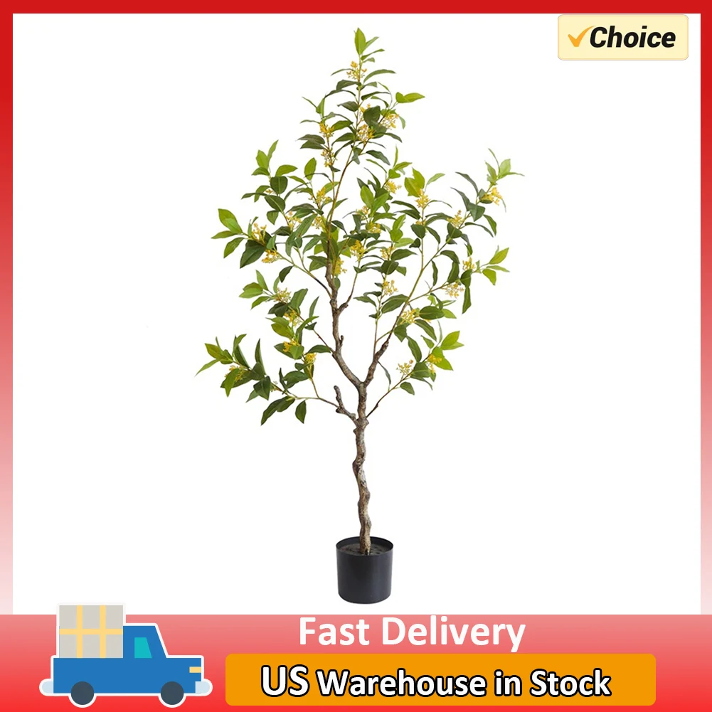 

140cm Artificial Osmanthus Tree Realistic Fake Osmanthus Flowers Tree Fake Plants Bonsai Tree Office Housewarming Decoration