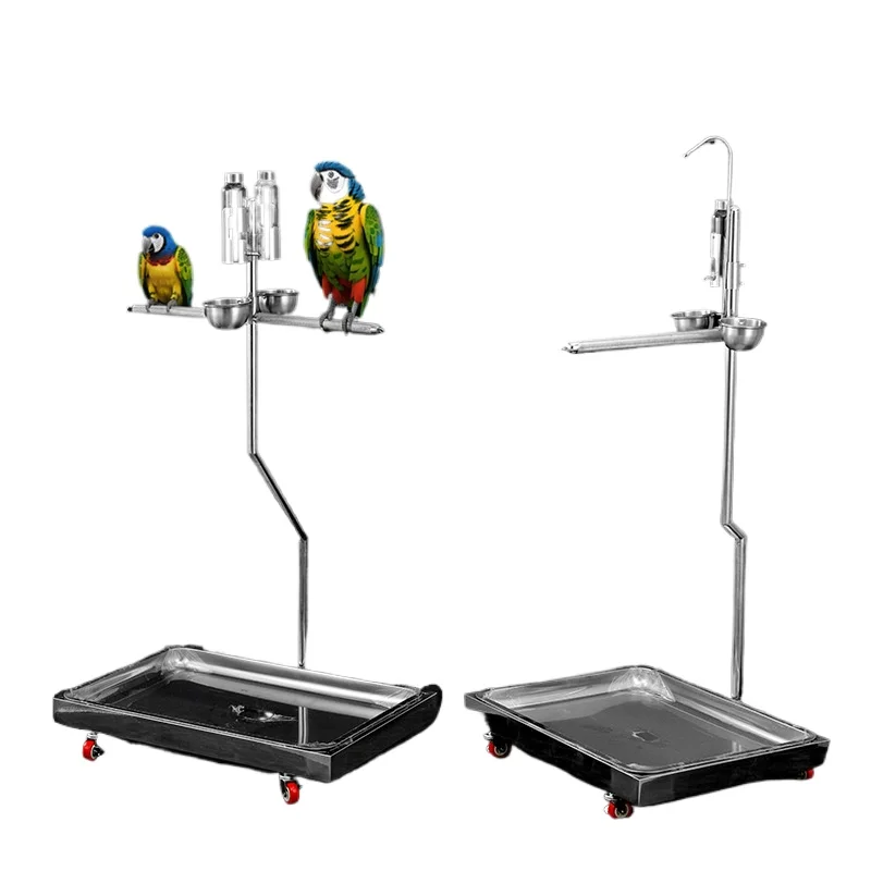 Parrot Station Stand Large Bird Stand Stainless Steel Habitat Floor Standing 7-Character Stand
