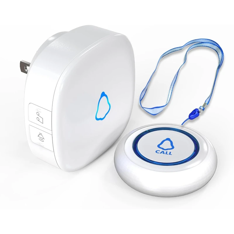 

METAK Caregiver Pager Wireless Call Button for Elderly/Senior at Home, 1 Receiver + 1 Button, Medical Life Alert Necklace