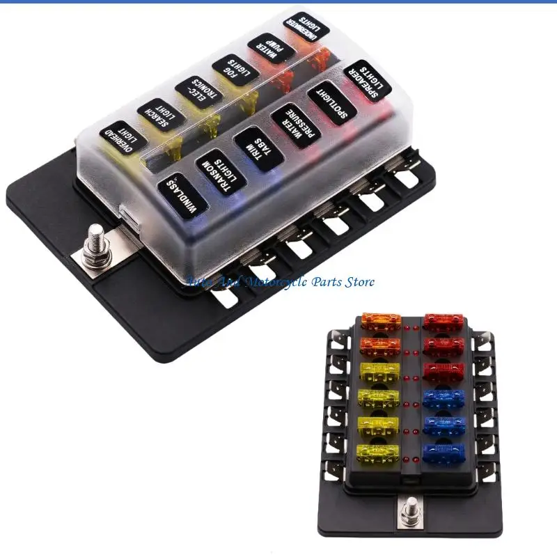 P9FD 12 Circuit Marine Fuses Block 12Cm for Automotive Truck Camping Electrical System