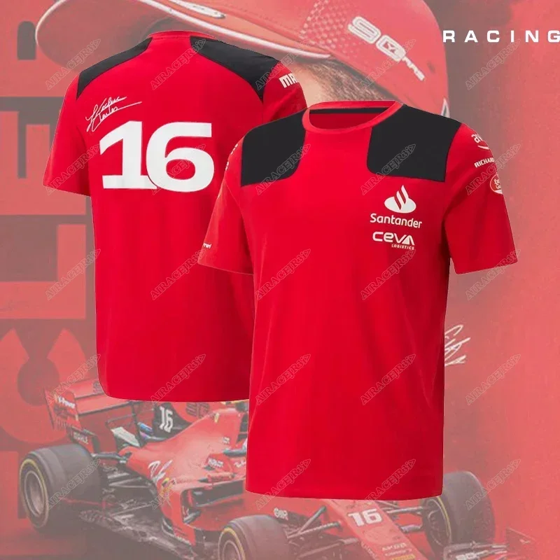 For Ferrari Racing Formula One T-Shirt Driver Leclerc Sainz F1 Official Team Summer Motorsport Red Quick-Dry Breathable Leisure