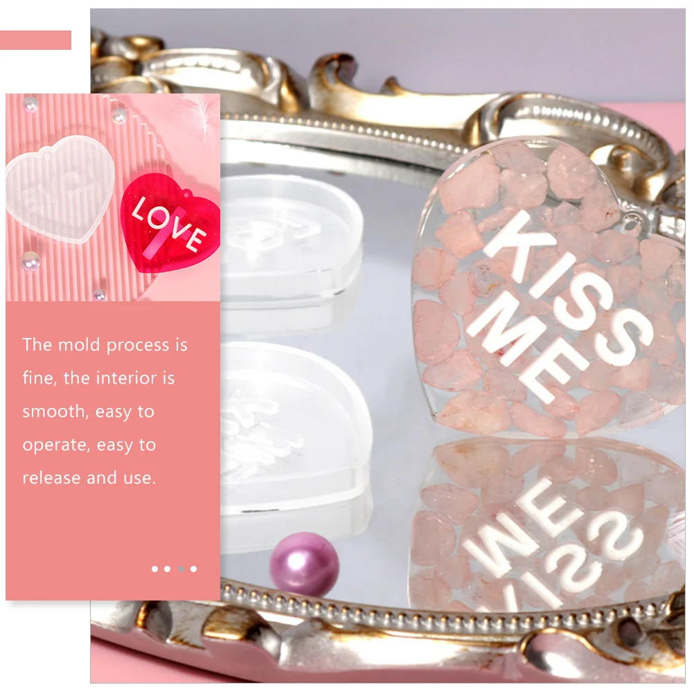 

2Pcs Heart Shaped Silicone Mold Valentine Pendant DIY Charm Maker Jewelry Mold Craft Key Chain Accessories Supply