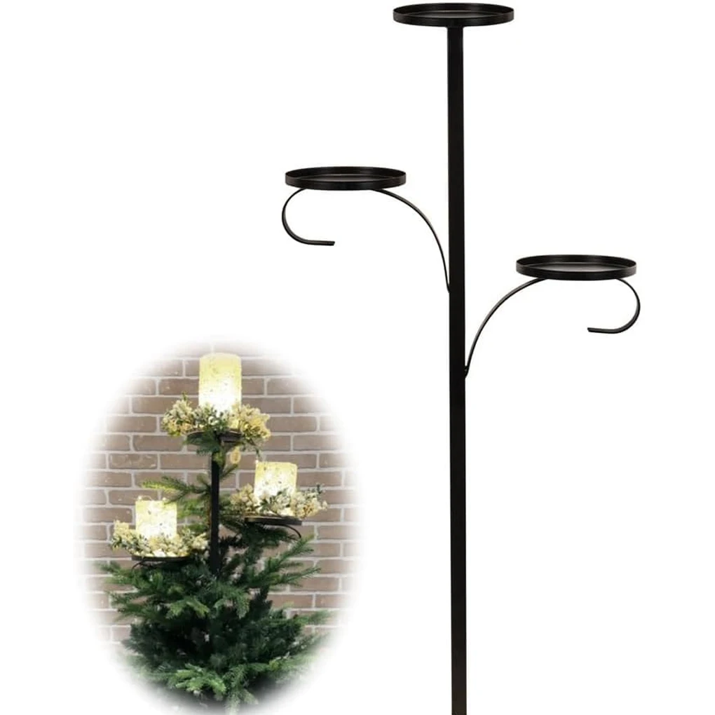 Black Home Office Restaurant Black Iron Tree Ter With Triple Candle Holder Black Triple Tree Ter