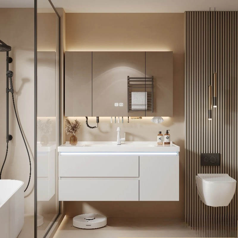 

Modern Paper Bathroom Cabinet Storage Organizer Mirror Wall Accessories Shelves Cupboard Display Archivadores Hotel Furniture