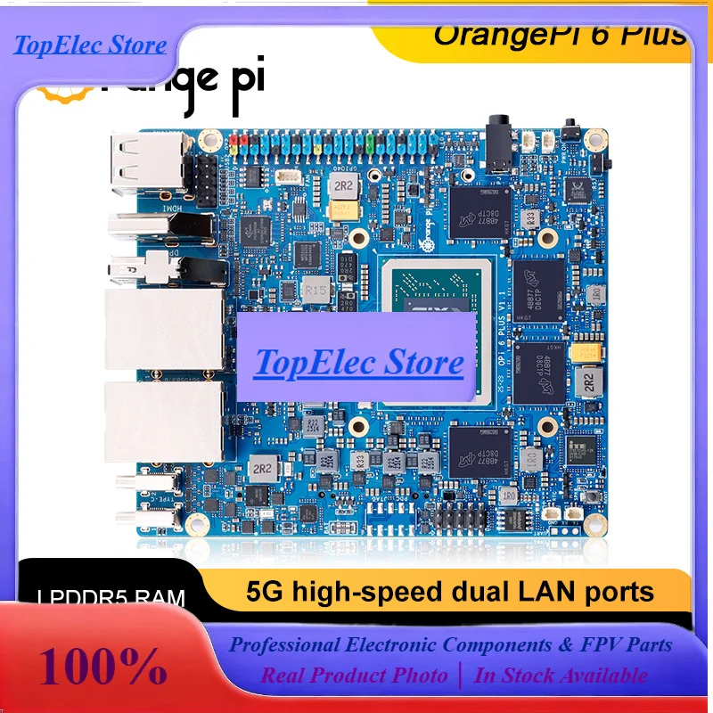 TopEsOrange Pi 6 Plus 16G+Cooler DDR5 CIX SoC Mini PC M2 NVME SSD 45TOPS NPU Single Board Computer Run Linux/Android/Windows/ROS