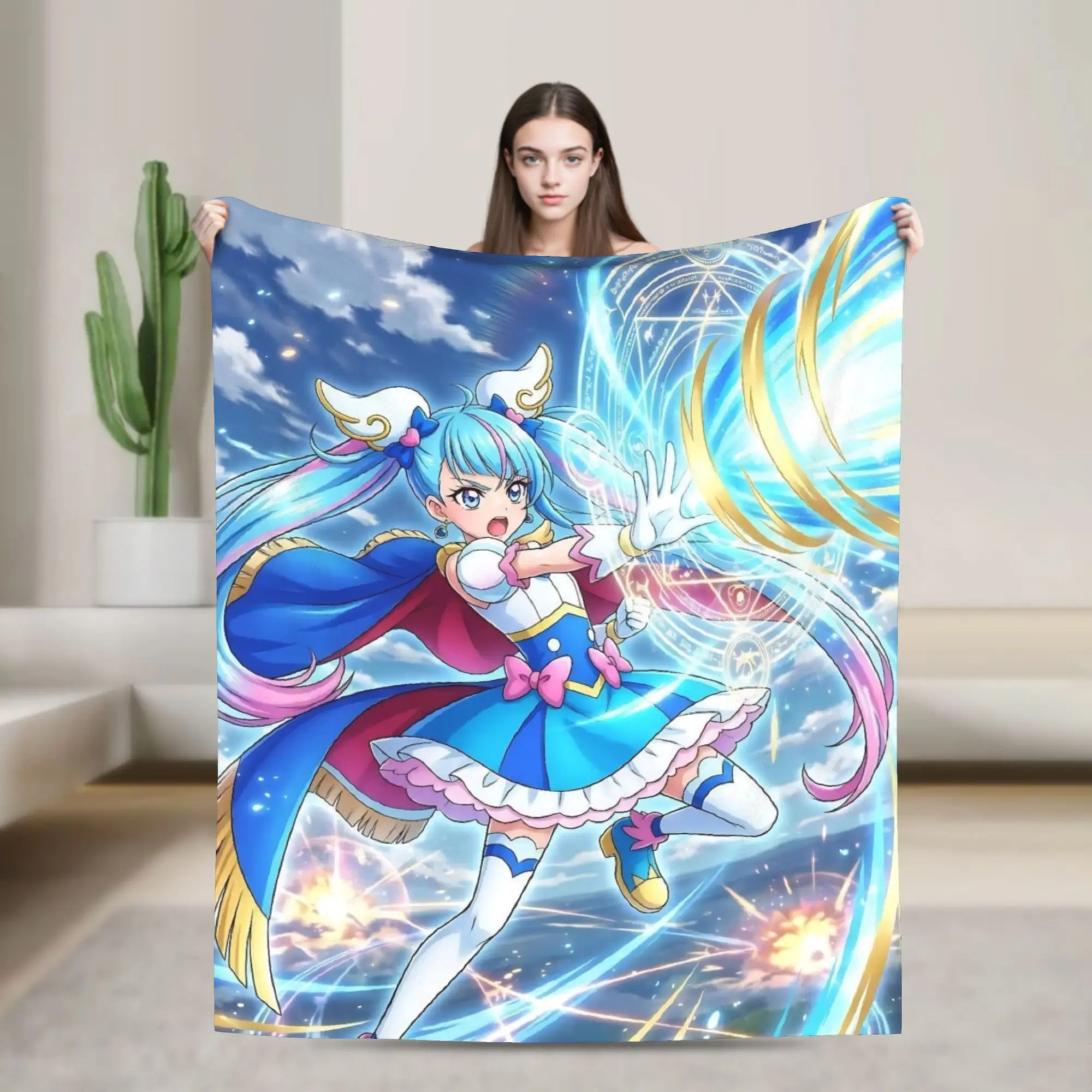 Soaring Sky Pretty Cure Merch Blanket Lightweight Warm  Throw Blankets for Sofa 50x60 Inches Multi-size Throws And Blankets