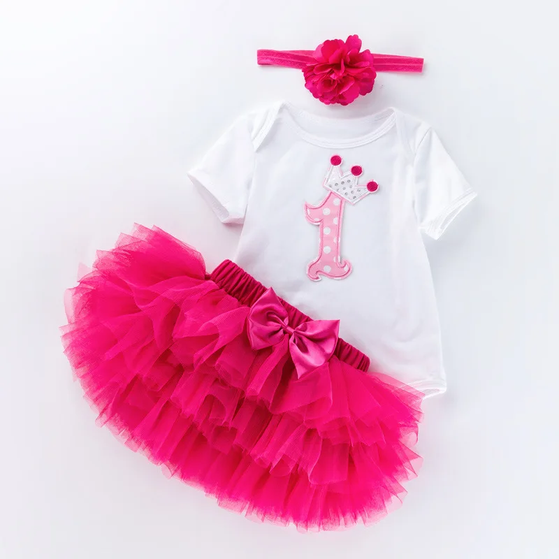 1 2 Year Girl Baby Birthday Dresses Fancy Birthday Dress for Toddlers  Dress 3 Piece Infant Clothing Newborn Outfit Skirt Set