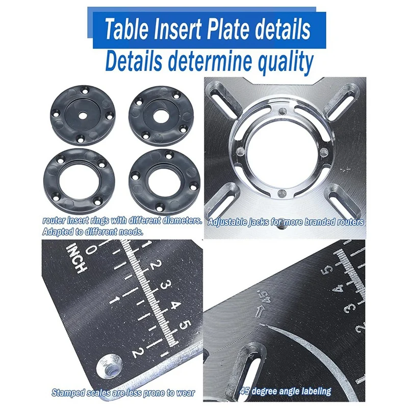 라우터 테이블 삽입 플레이트, DIY 라우터 테이블 삽입 플레이트, 목공 벤치용, 테이블 상단 삽입 장착 플레이트, 내구성
