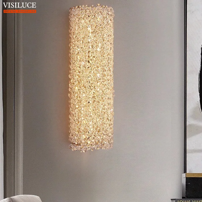 

Modern Crystal Wall Lamp for Bedroom Staircase Indoor Lighting Villa Duplex Living Room Background Decor wall light fixtures