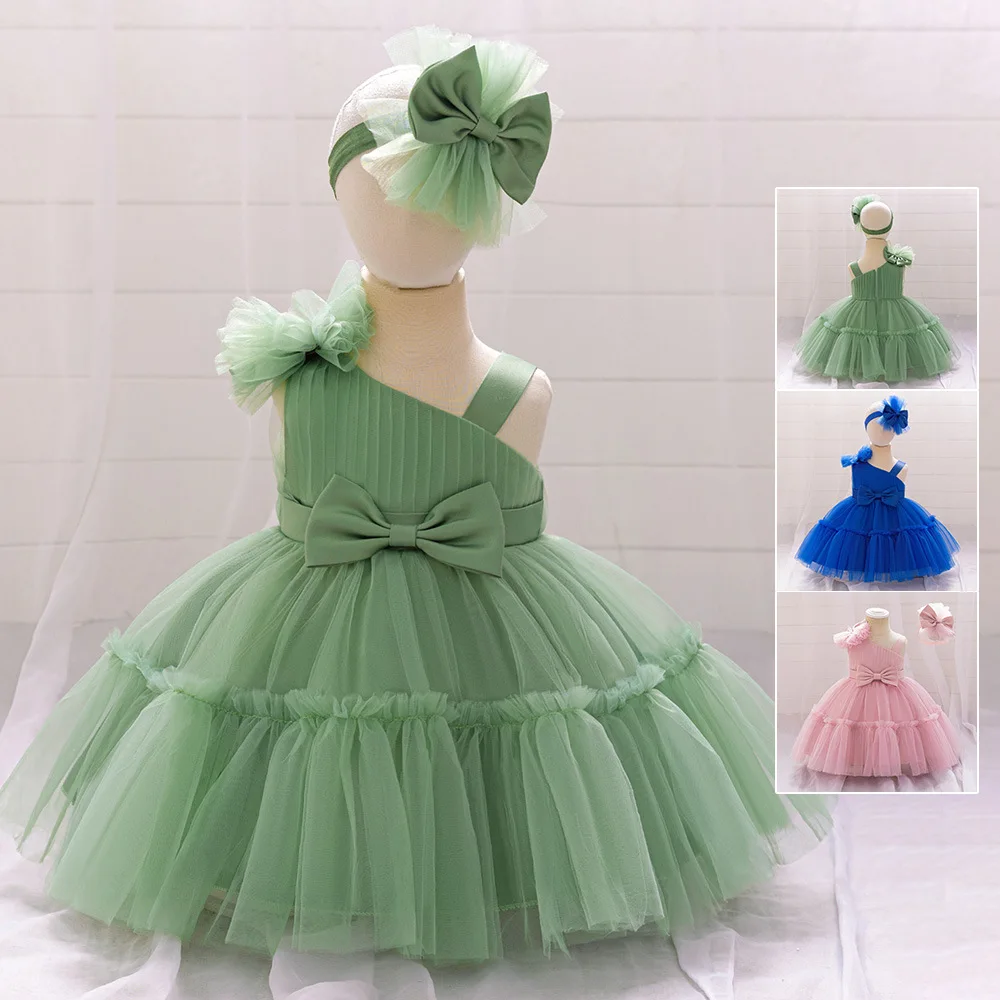 

Christmas Party Princess Dress For Newborn Baby Girl Tutu First Birthday Costume Wedding Flower Girl Dress Bow Tie Mesh Dresses