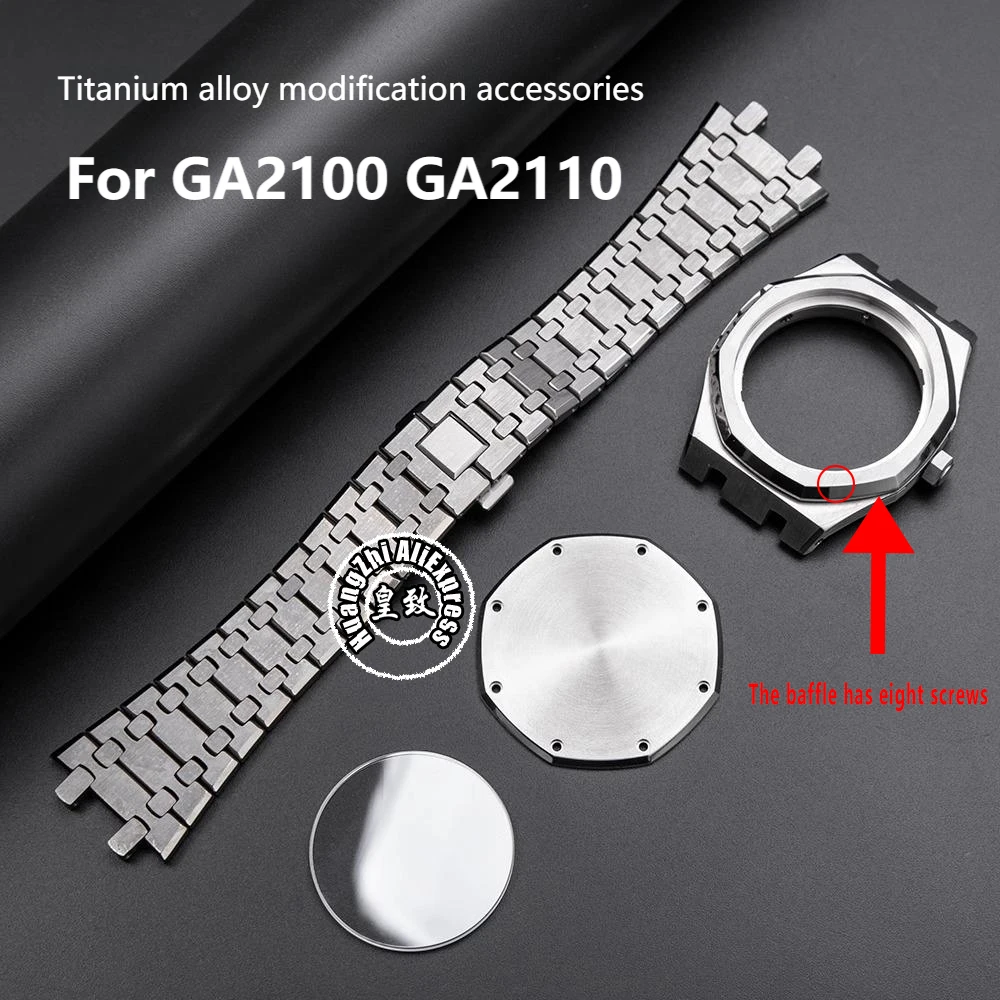 316L الصلبة الفولاذ المقاوم للصدأ حزام ساعة اليد إطار ساعة ل كاسيو GA2100 2110 سبائك التيتانيوم حالة حزام الساعات تعديل الرجال طقم ساعات