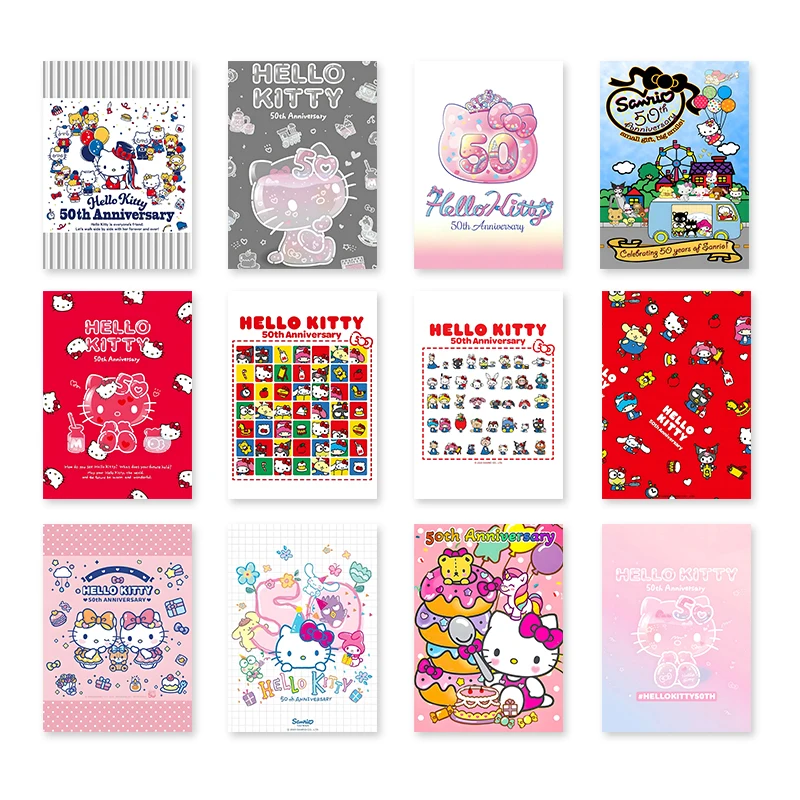 MINISO Sanrio Hello Kitty 50th Anniversary Cute Figure Poster stampe pittura murale camera da letto soggiorno Wall murale Decor Cuadros