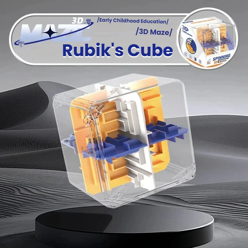 Puzzle trasparente con cubo magico labirinto 3D - Giocattolo educativo con cubo di velocità a sei lati per bambini, ideale per compleanno o regalo di Natale