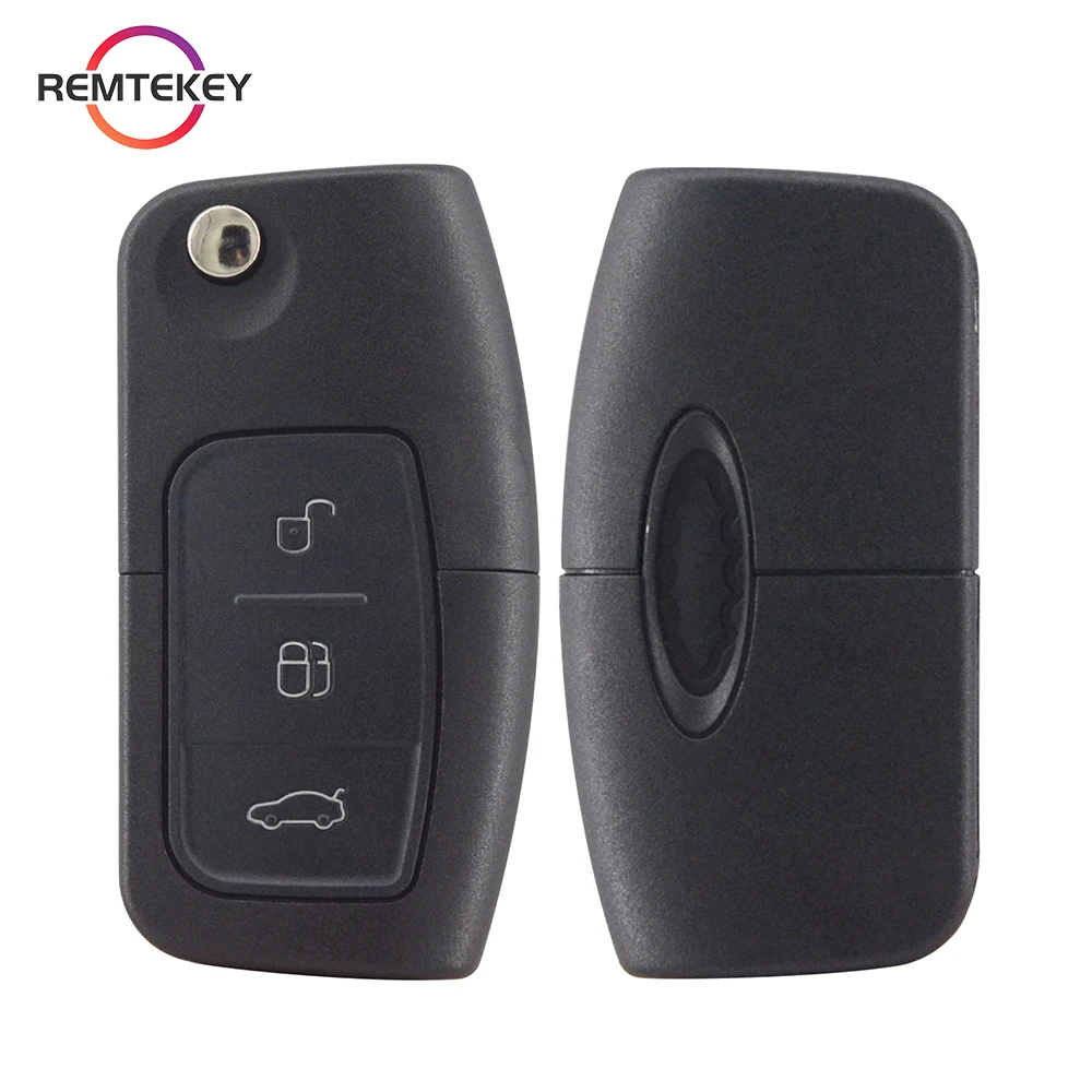 REMTEKEY Flip Car Key Shell Fob HU101 Blade Case for Ford C Max S Max Galaxy Focus Fiesta Ecosport Kuga Escape 3 Buttons