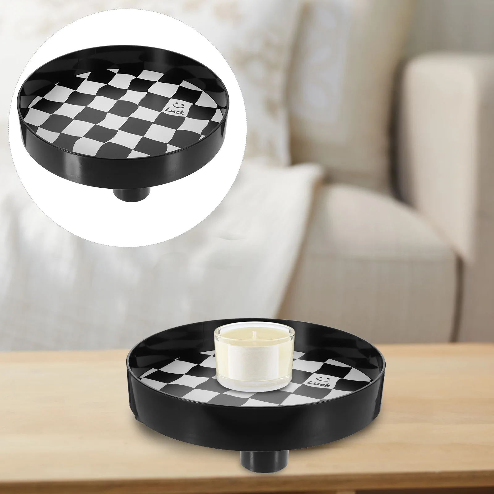 

Black White Chess Pattern Storage Tray Large Size Key Jewelry Perfume ganizer Bathroom Vanity Decorative Plate