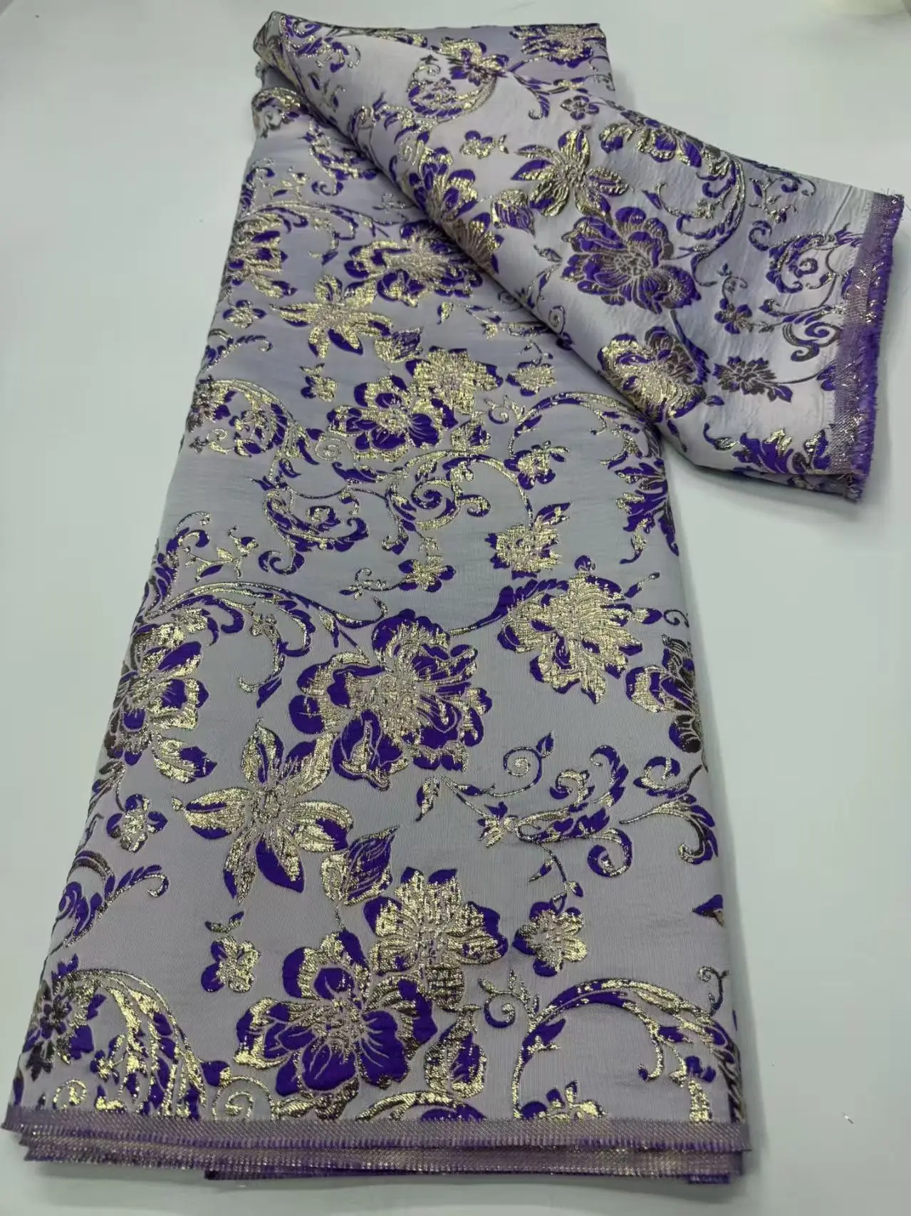 

White African Brocade Jacquard Lace Fabrics 2026 High Quality 5Yards French Gilded Lace For Sewing Women Party Dresse