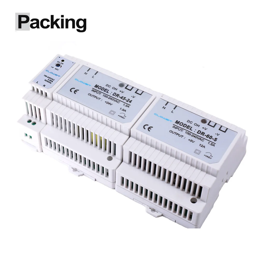 15W 30W 45W 60W Pojedyncze wyjście 5V 12V 15V 24V Przemysłowy przełącznik zasilania na szynę Din DR-15 DR-30 DR-45 DR-60 — zdjęcie 6