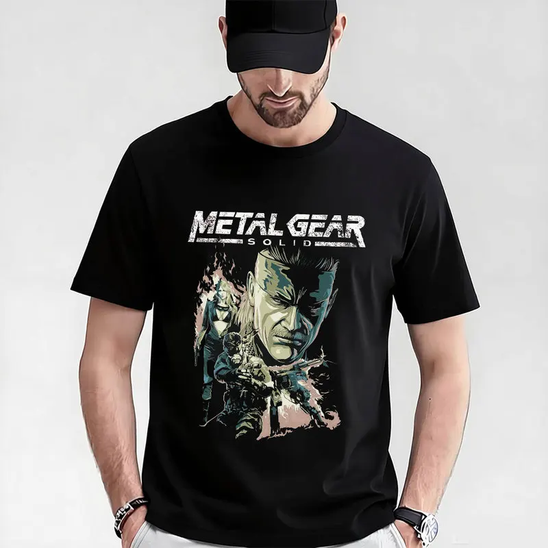 Metal Gear Solid MGS Game Gift T‑Shirt for Gamer 0315 Unisex Cotton Short Sleeve Tees Solid Snake Graphic Print Streetwear Tops