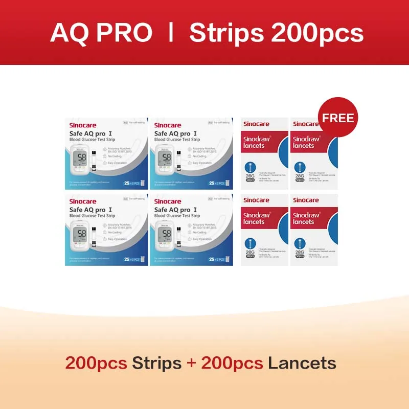 Sannuo Sinocare Safe AQ pro Ⅰ Teststreifen und Lanzetten 50/100/200 (nur Streifen für Safe AQ Pro I)
