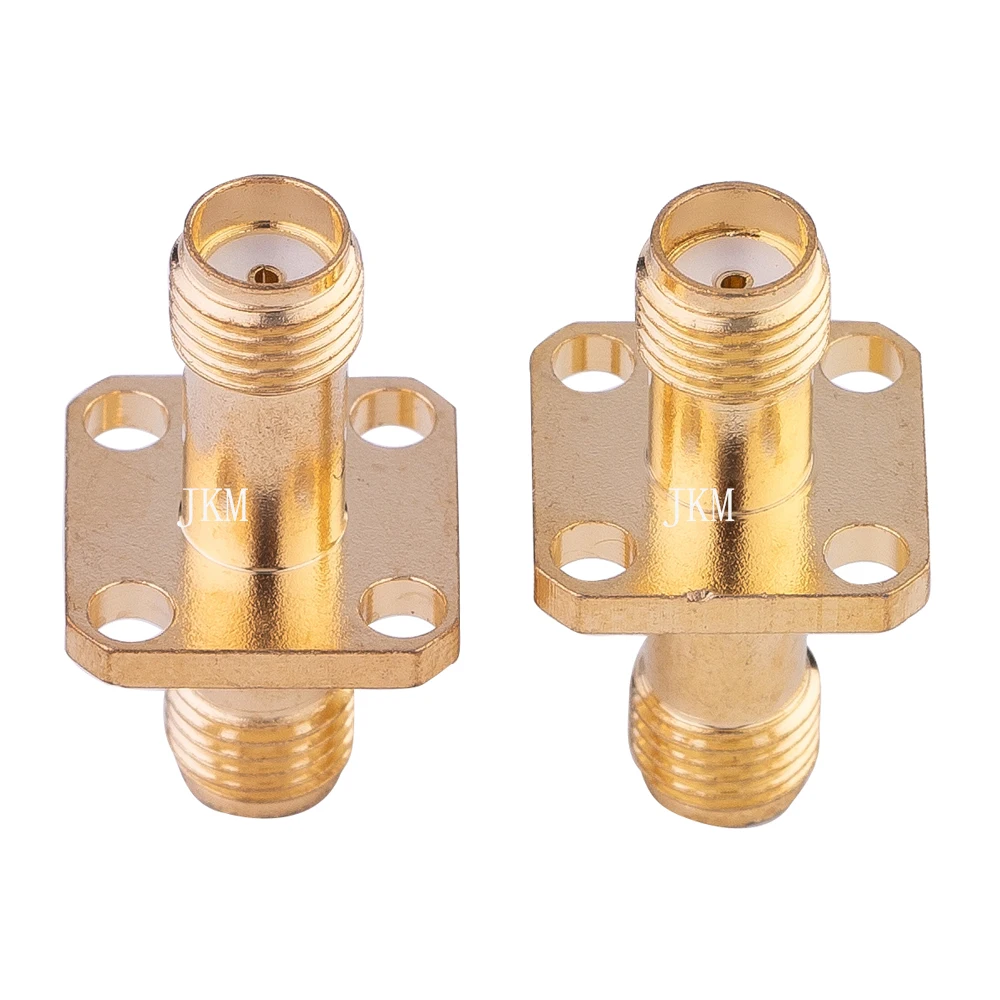 1PCS SMA Female To SMA Connector RF Coaxial 4 Hole Flange Socket Bulkhead Panel Mount Adapter