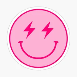 Pink Lightning Bolt Smiley Face 5PCS Stickers for Funny Stickers Wall Anime Print Decor Cute Decorations Room Living Room