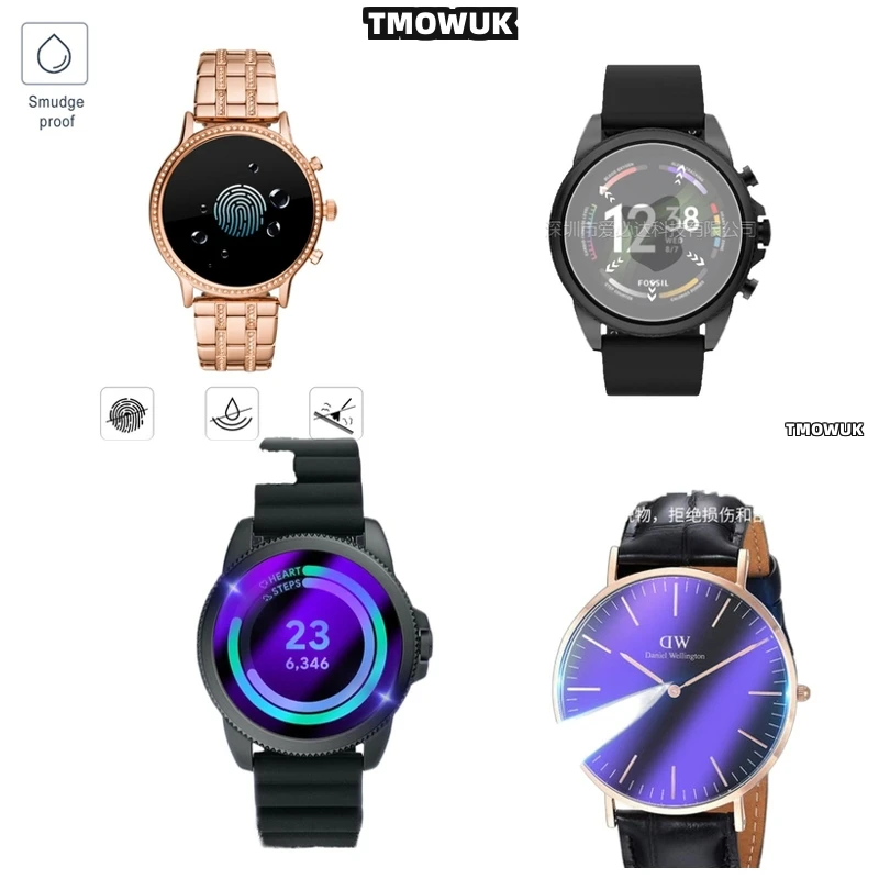 Для FOSSIL Gen 5 5E 6 42 мм 44 мм - закаленное стекло - Ультратонкая защитная пленка HD с защитой от царапин 9H для умных часов