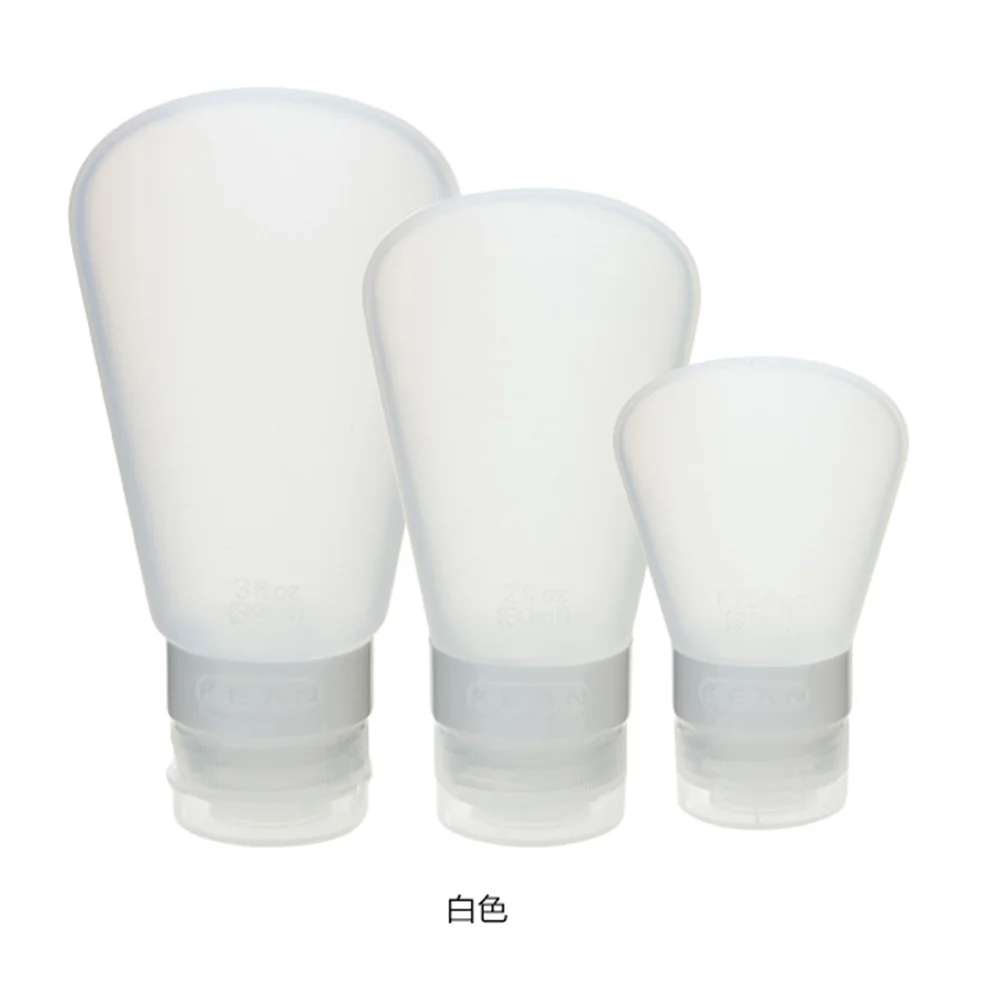 37ml 실리콘 여행용 병 세트 누출 방지 리필 가능 용기 쉽게 짜서 사용 가능 샴푸 및 세면도구용 휴대용 화이트