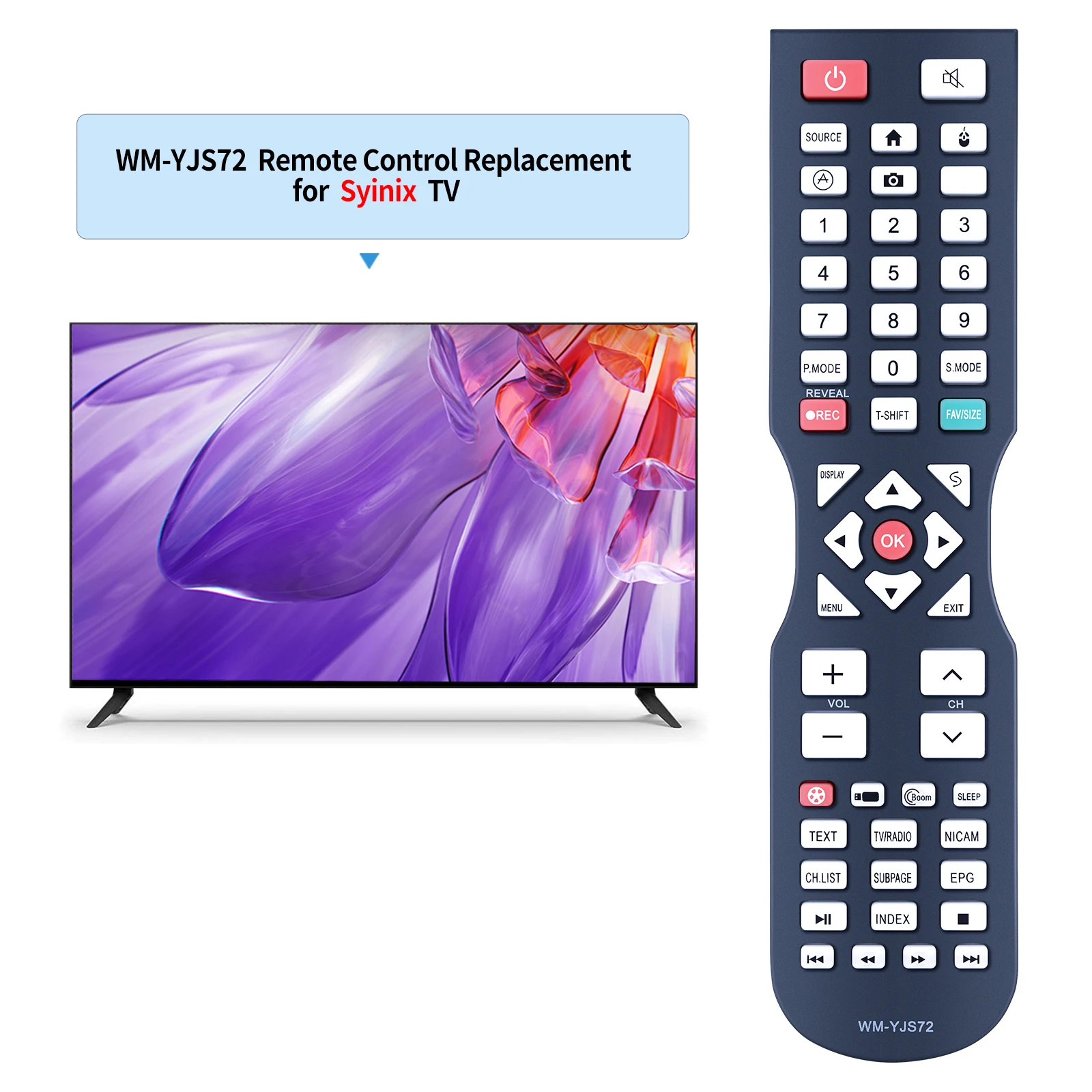 New WM-YJS72 Replace Remote Control For Syinix LED TV 32E1G 32E1M 43E1M 43E3M