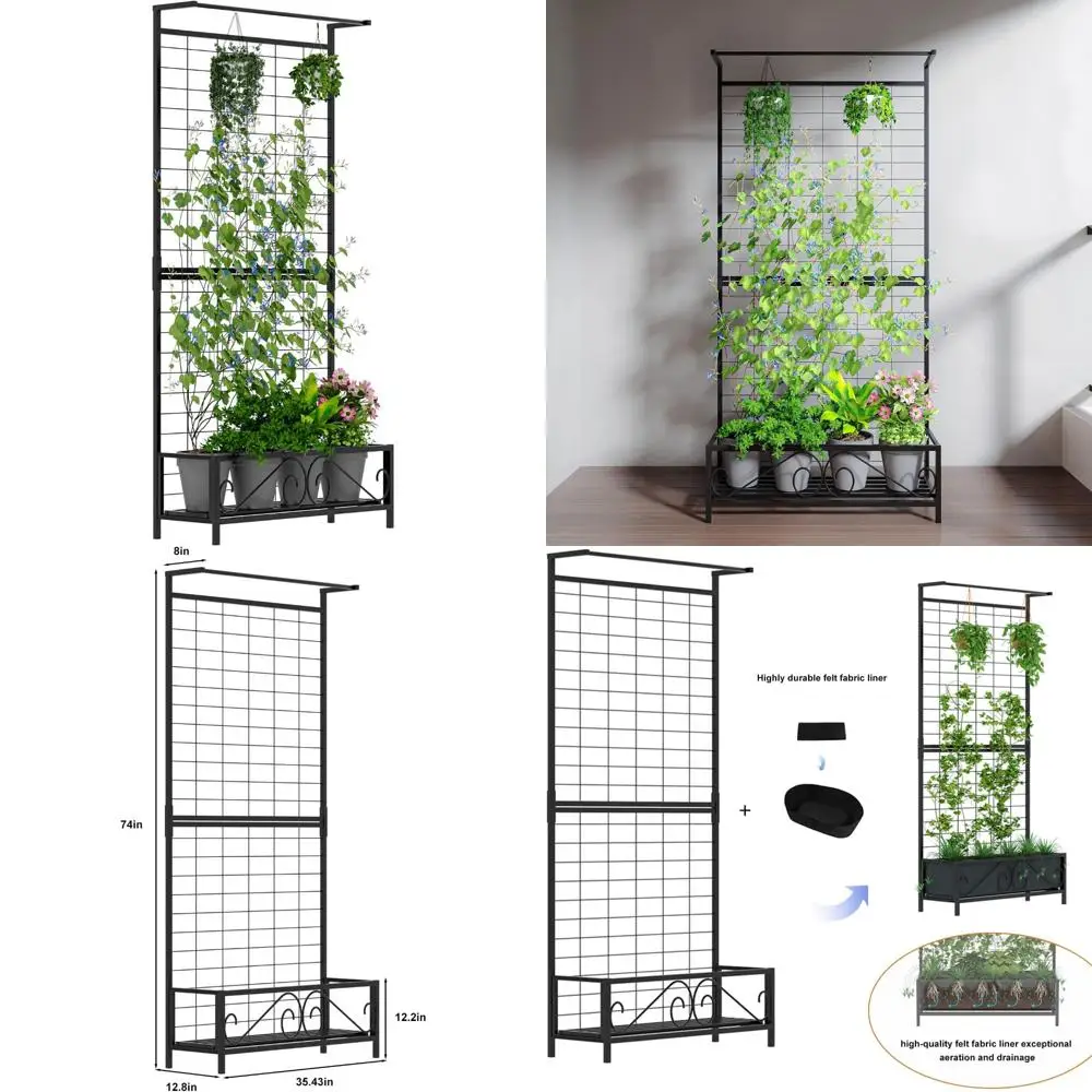 

Поднятая садовая кровать с решеткой для вьющихся растений — рост 74, 12,8 x 35,43, идеально подходит для виноградных лоз и цветов