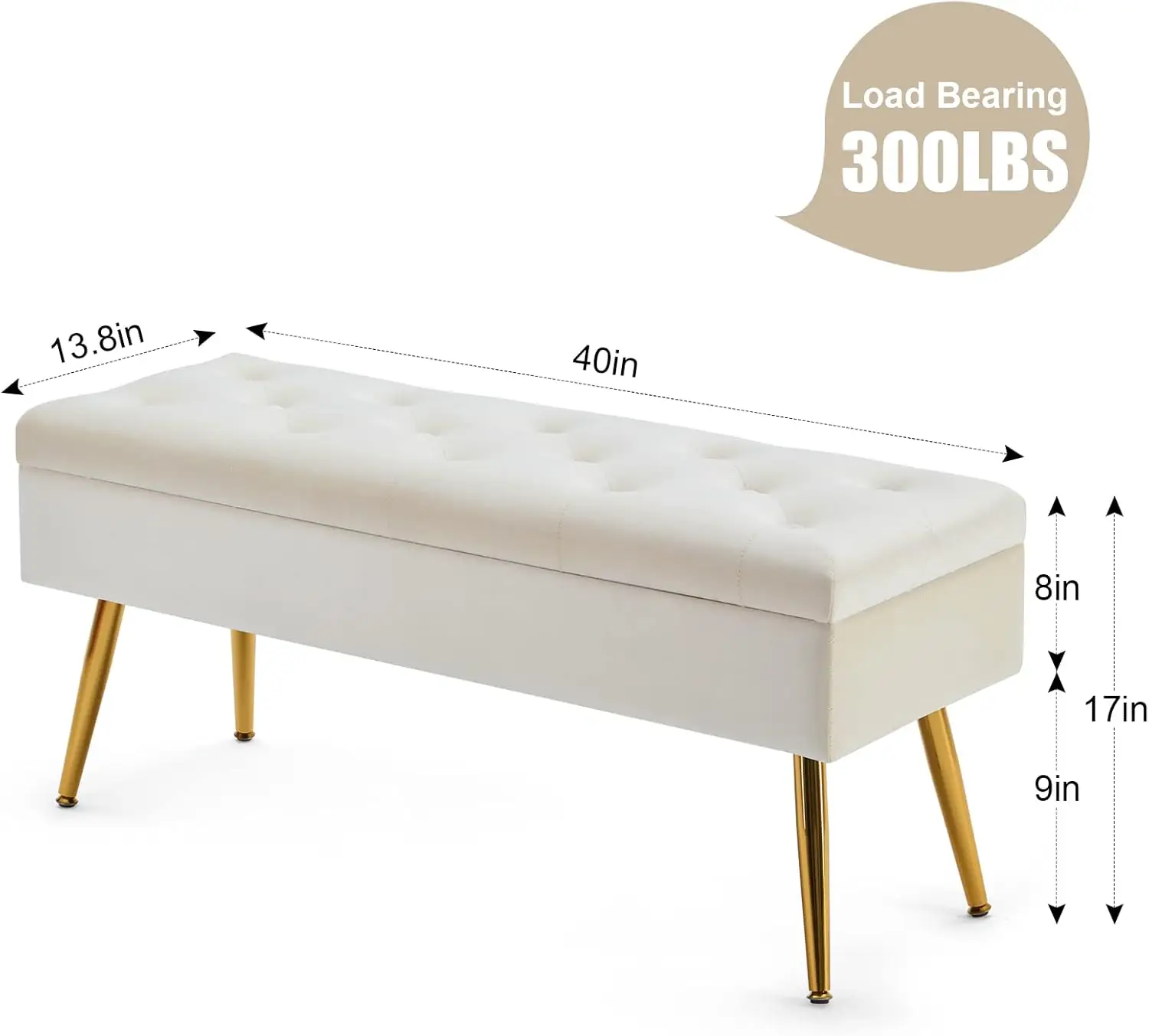 Bench for Bedroom End of Bed Bench Foot of Bed Bench Entryway Bench Storage Ottoman Bench 40