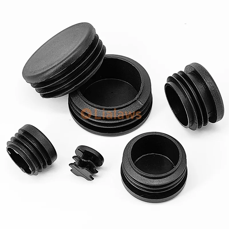 5/10/20/30/50 Uds PE plástico negro tapón de tubo redondo diámetro 12mm ~ 100mm silla mesa pies tapa tubo silla almohadilla de pie antideslizante