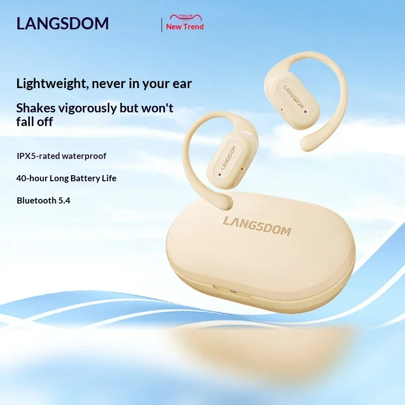 LANGSDOM TS17 Open Ear Bluetooth Headphones Wireless Air Conduction Ear Hook Sports Earbuds for Running Workout For Gifts