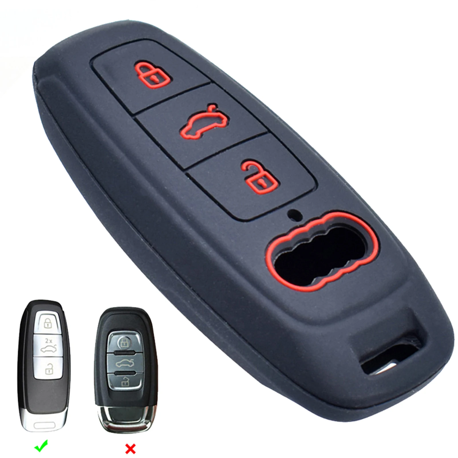 Silicone 3 Button Remote Smart Key Fob Cover Case Holder Shell Protector For Audi  A7 A8 A8L  Q8 C8 E tron  2019 2020 Auto Parts