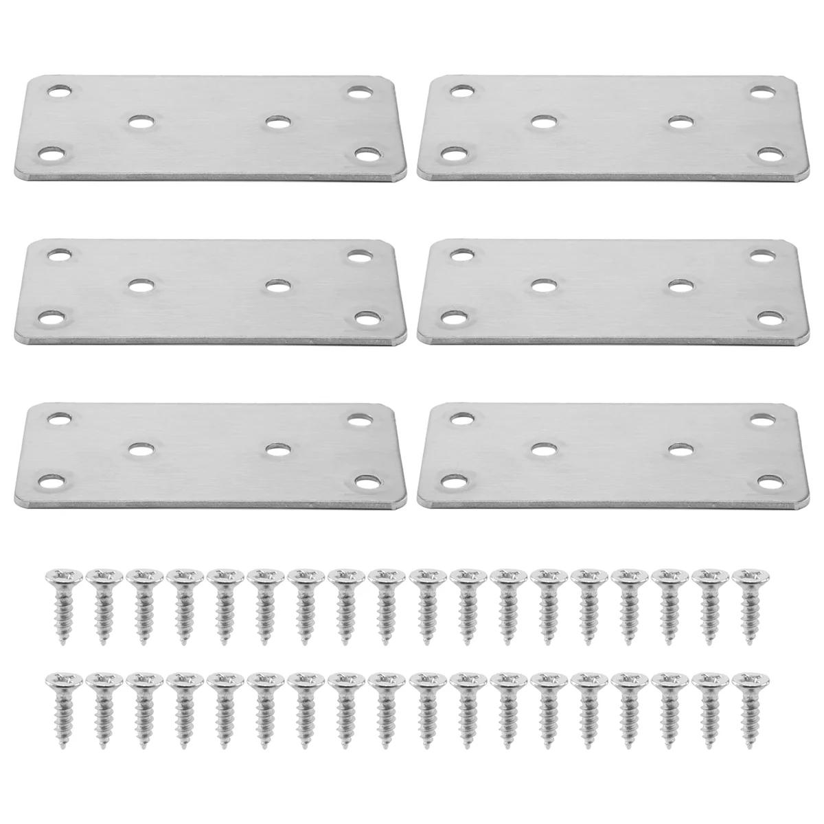 6 PCS Mending Plates Straight Brace Brackets Heavy Duty Flat Bracket Stainless Steel Repair Plates for Furniture Wood