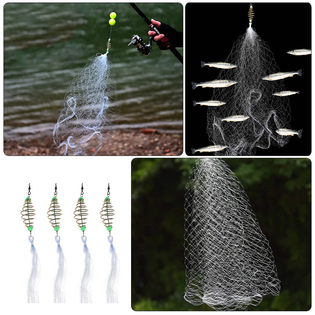 

4pcs Wear-resistant Nylon Mesh Convenient Fishing Trap Net Outdoor Saltwater Cast Nets Durable Fishing Accessories